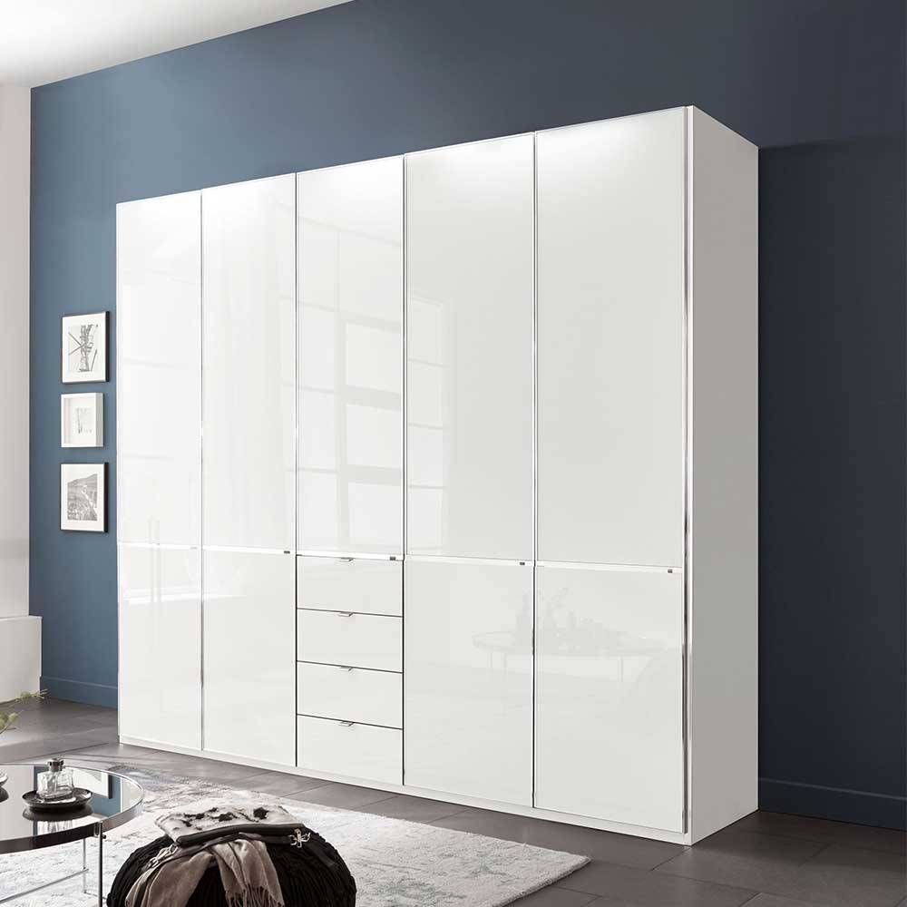 Weißer XL Kleiderschrank Bean 247 cm breit und 216 cm hoch