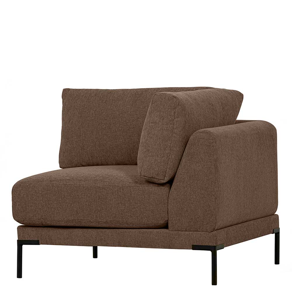 Eckelement Modul Sofa Rio in Braun mit Vierfußgestell aus Metall