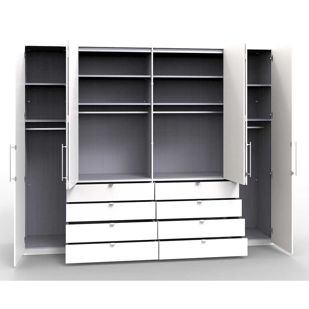 Weißer Schlafzimmerkleiderschrank Emiliano 4 türig in modernem Design