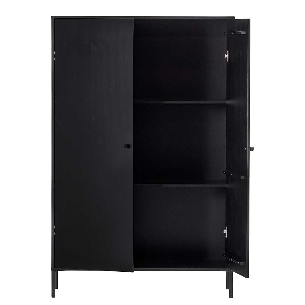 Schwarzer Wohnzimmerschrank Vegano in modernem Design 155 cm hoch