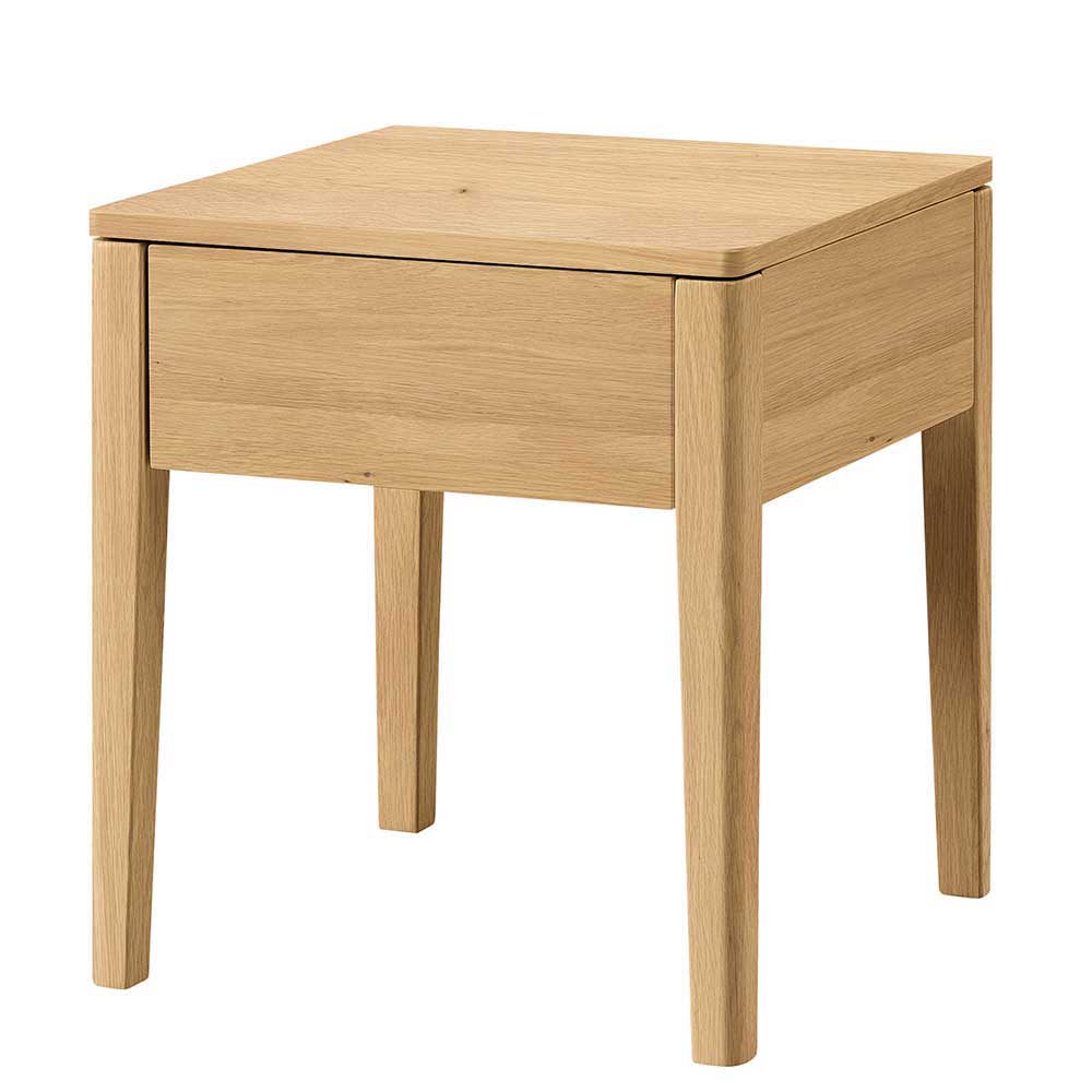 Doppelbett Eiche hell Coriga mit Vierfußgestell aus Holz 84 cm hoch