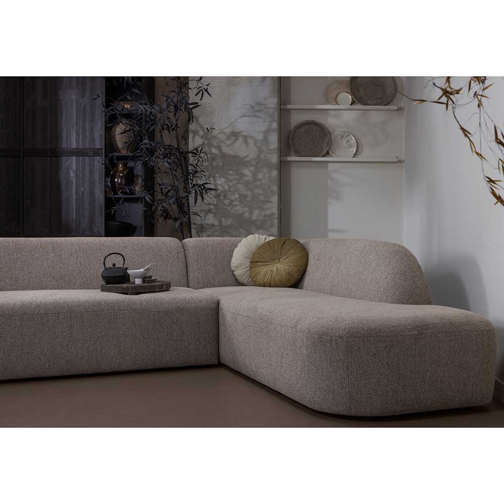 Skandi Design Sofa Eckgarnitur Ciramella in Beige meliert mit Armlehne