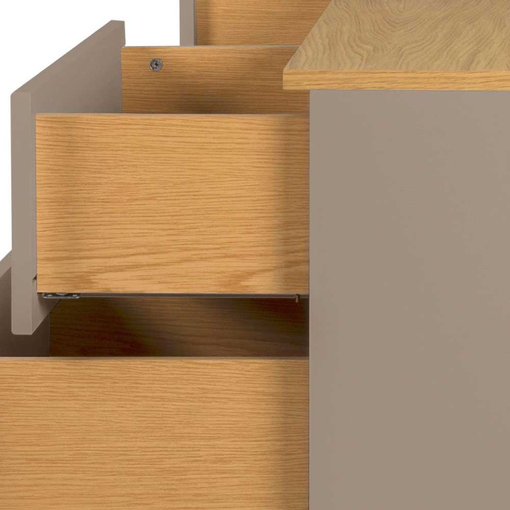 Fernsehunterschrank Durioscos in Taupe und Eiche 60 cm hoch