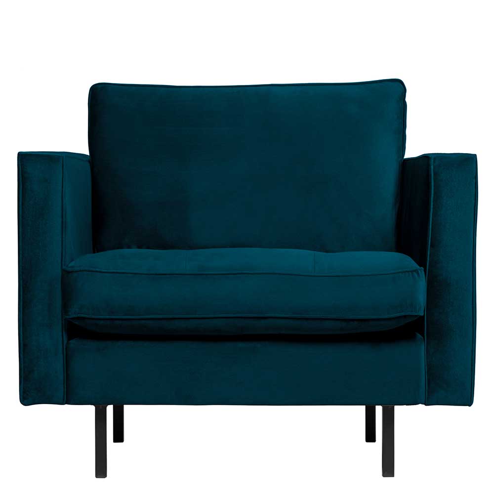 Samt Polstersessel Domago in Blau im Retro Design