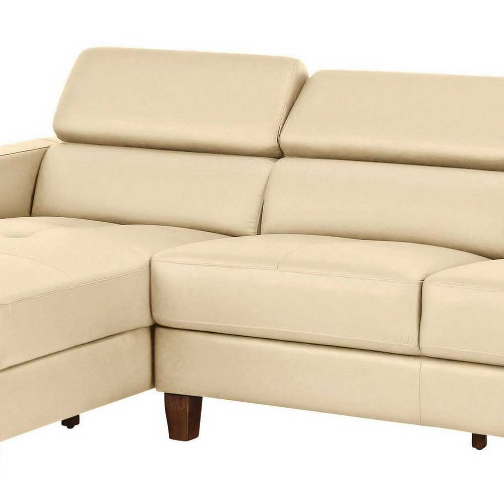 L Sofa Carika in Creme Weiß Echtleder modern