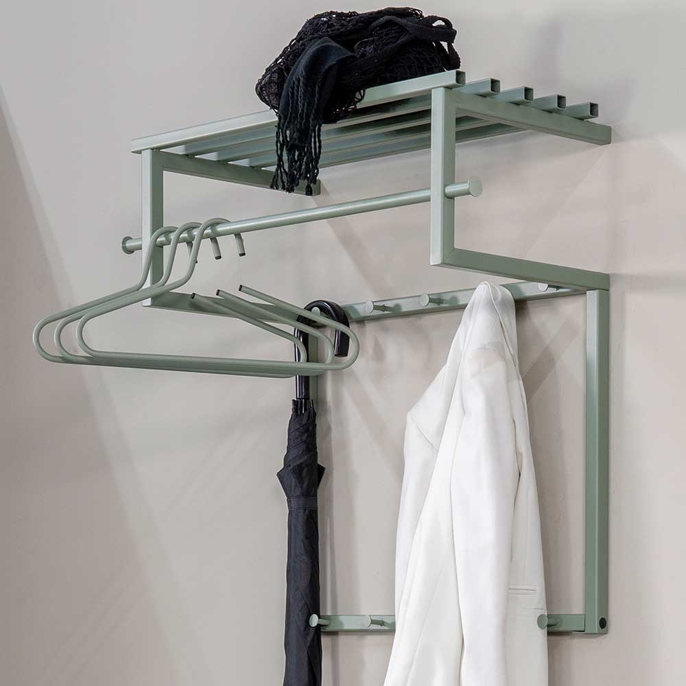 Garderobe Tyron mit Hutablage aus Metall für die Wandmontage