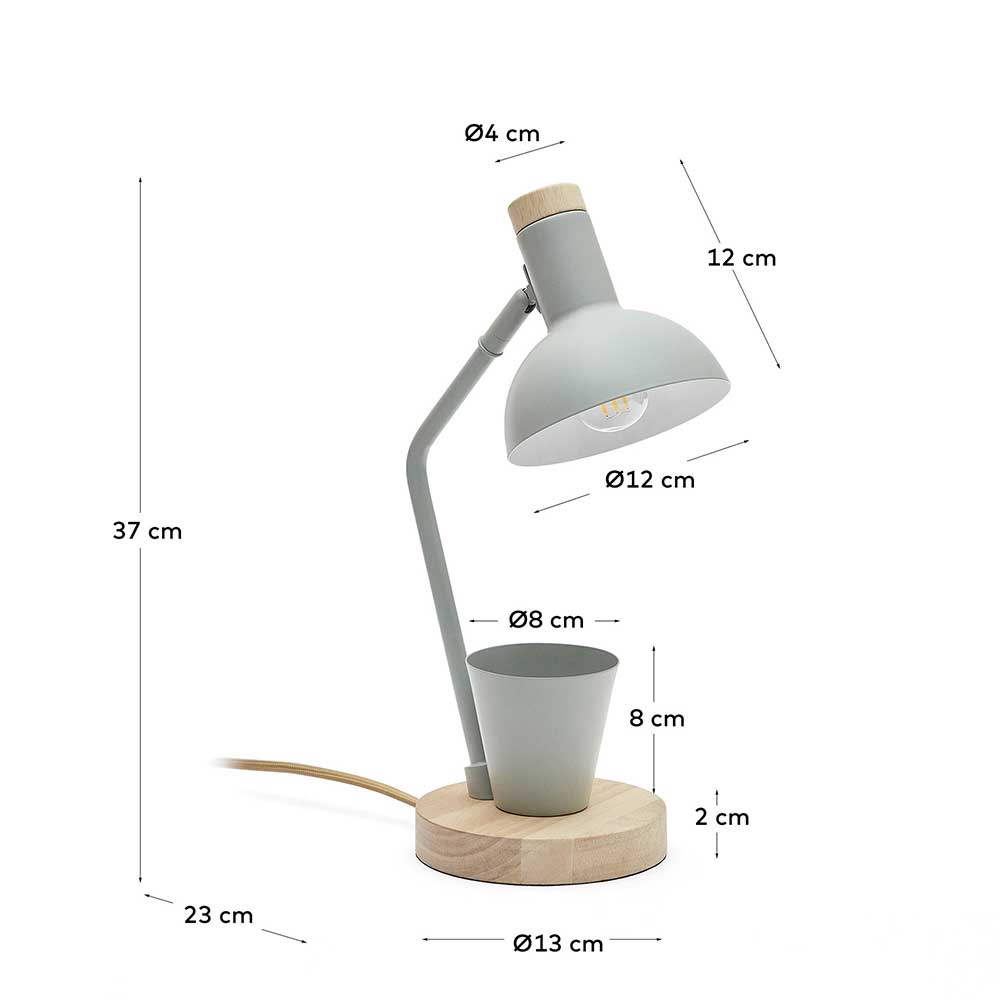 Skandi Design Schreibtischlampe Tambrana in Graugrün aus Metall