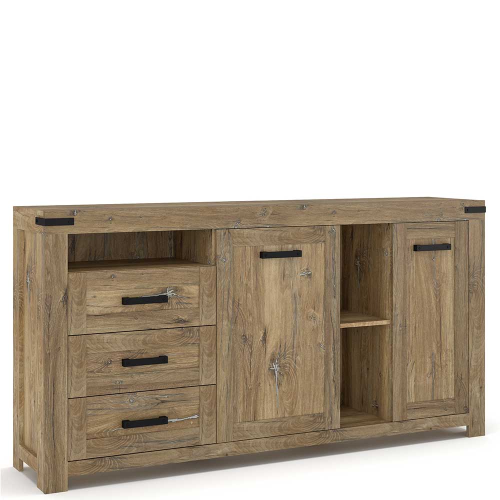 Landhausstil Sideboard Kofi in Eiche dunkel 185 cm breit