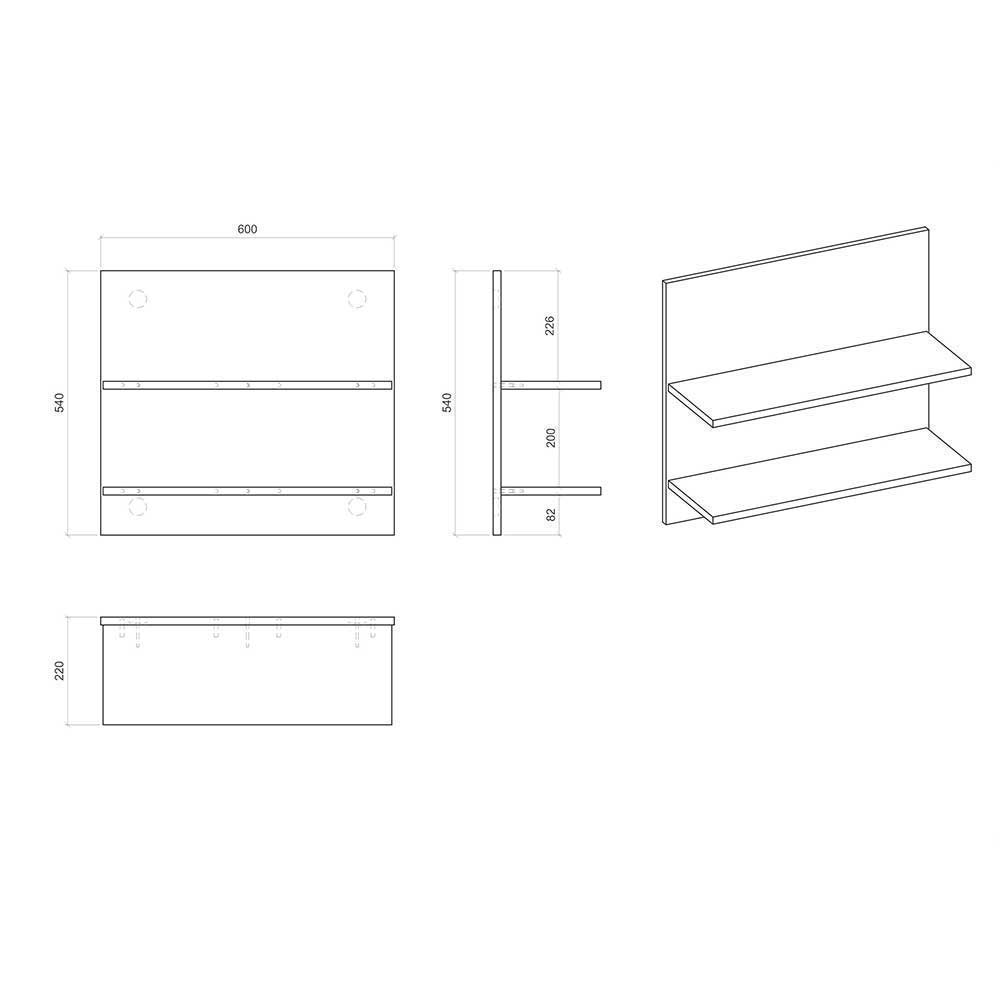 Bett & Konsolen Studiana 180x200 cm in Altholz Optik verwittert (dreiteilig)