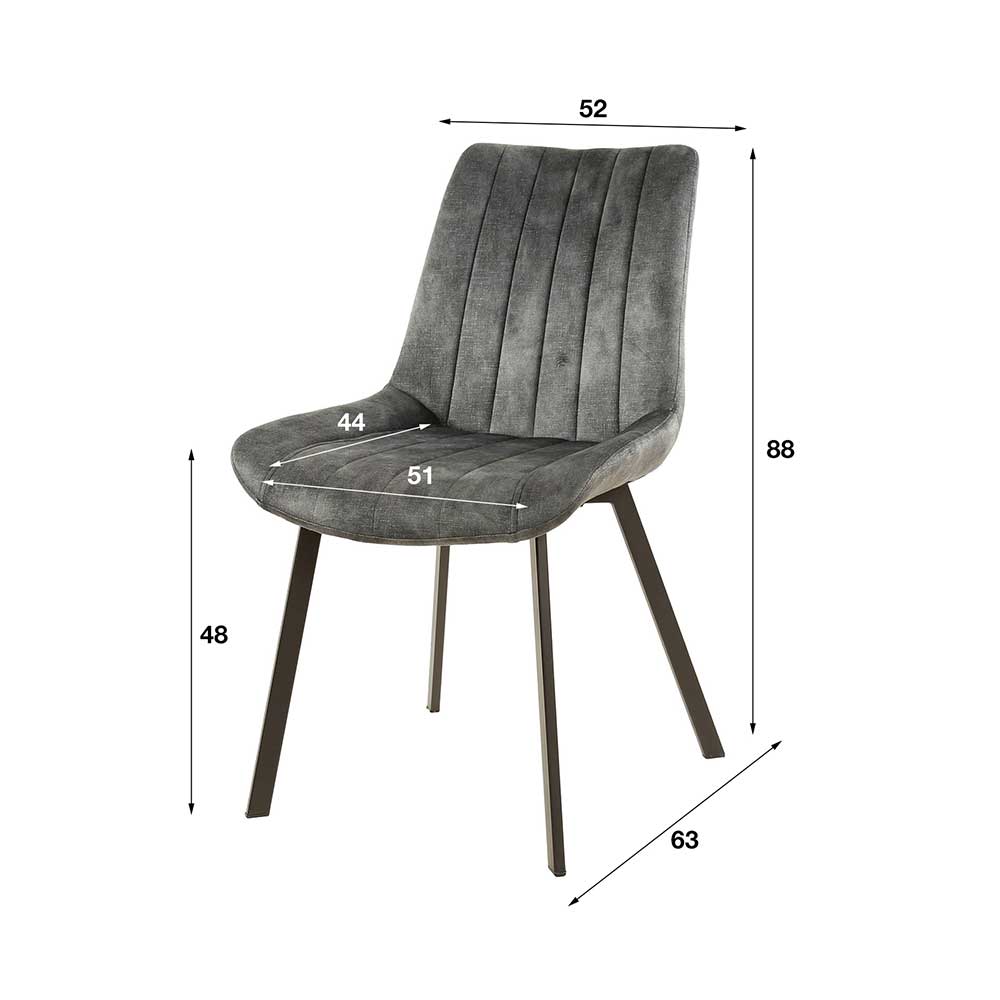 Esszimmerstuhl Cleoto mit Schaumstoffpolsterung und Gestell aus Metall (4er Set)