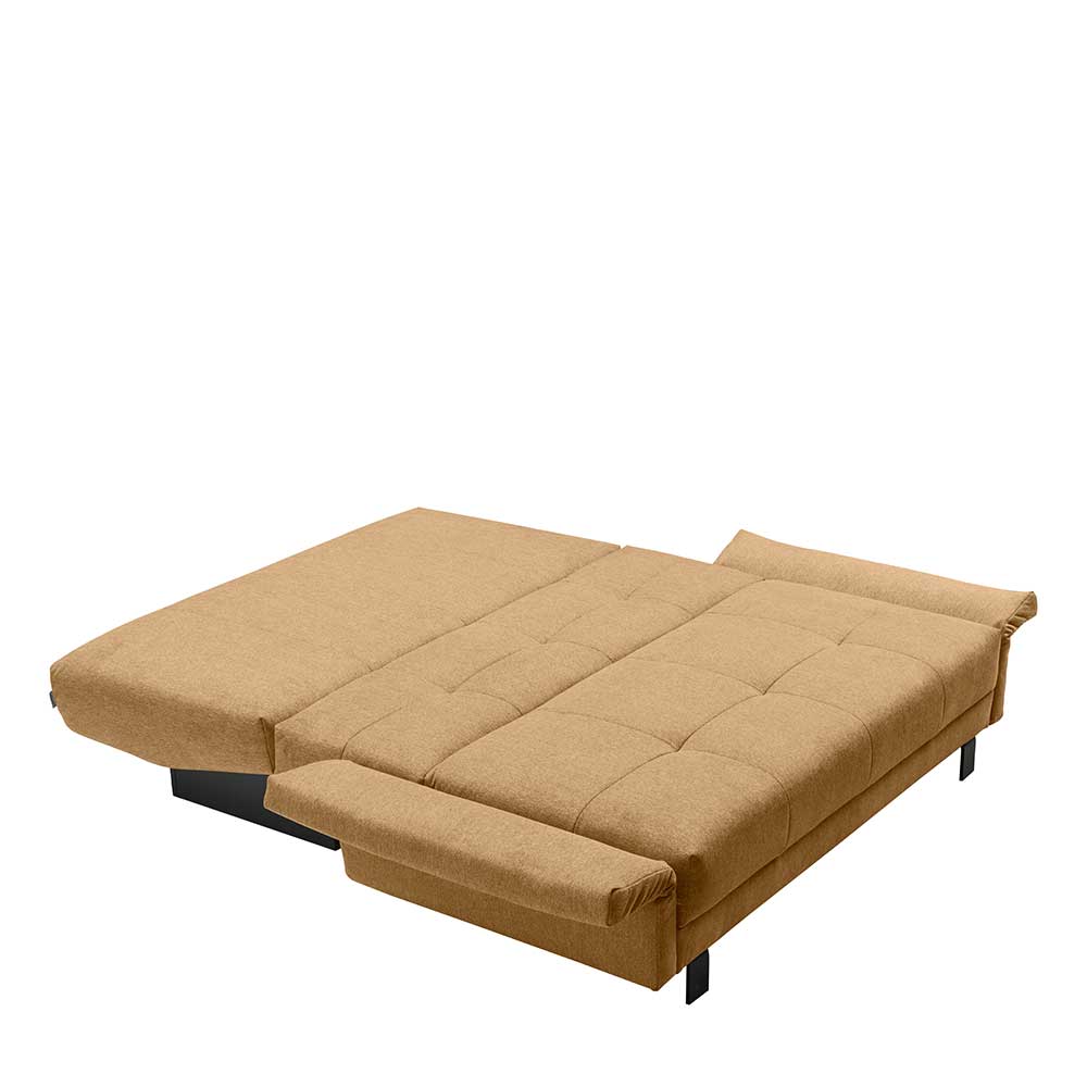 Gelbes Schlafsofa Nemphia mit Rücken Klappmechanik in modernem Design