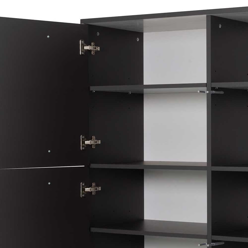 Wohnzimmer Highboard Toinas in Anthrazit und Eiche im Skandi Design