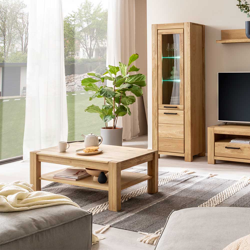 Couchtisch Crystoga in modernem Design mit Massivholzplatte