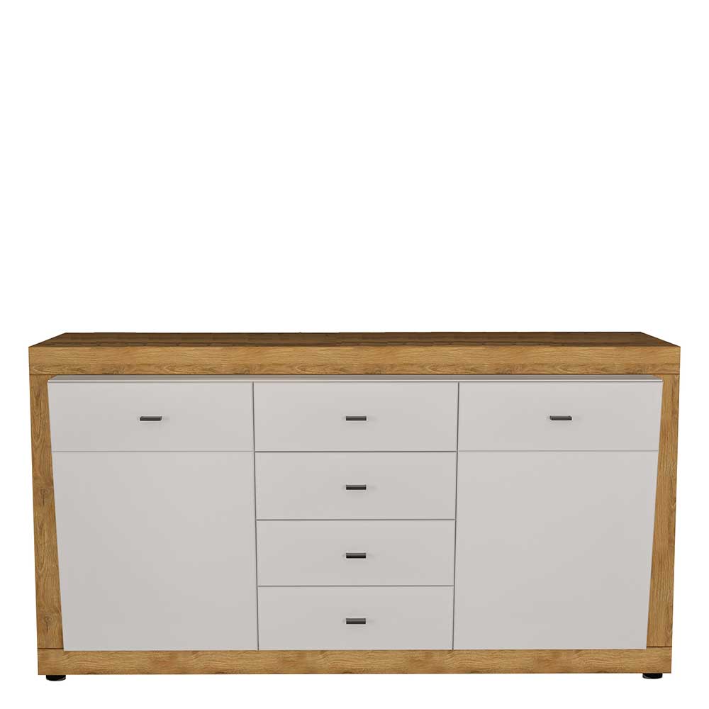 Sideboard Carno in Weiß und Wildeichefarben 160 cm breit