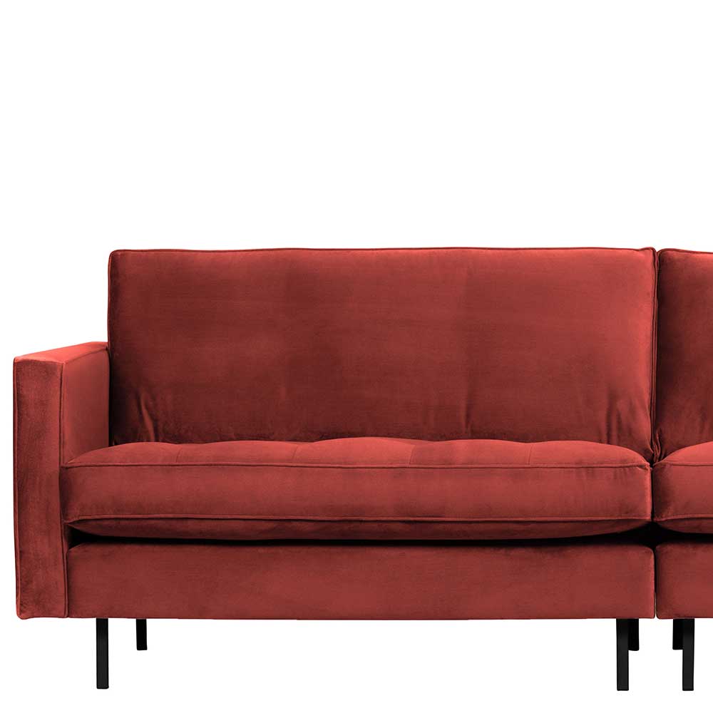 Dreier Sofa Klasvan in Bezug aus Samt in Kastanie 275 cm breit