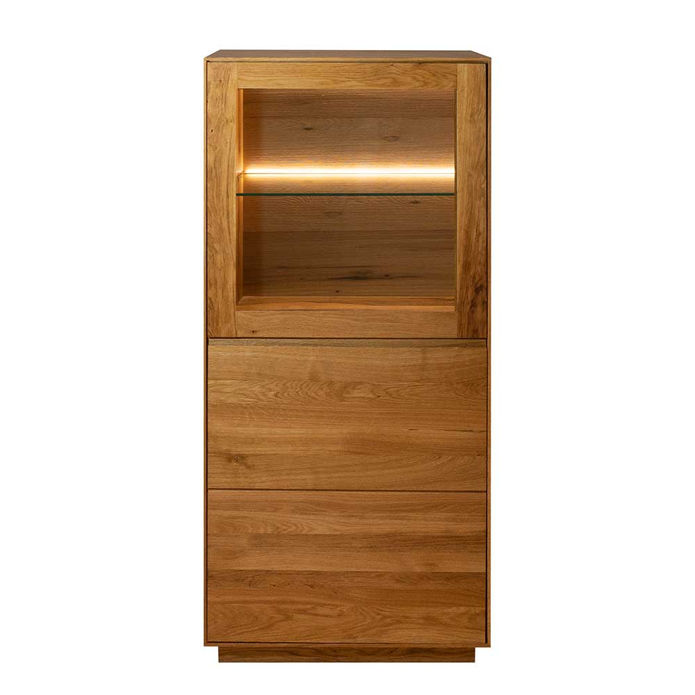 Highboard Vitrine Motrilo aus Zerreiche Massivholz geölt