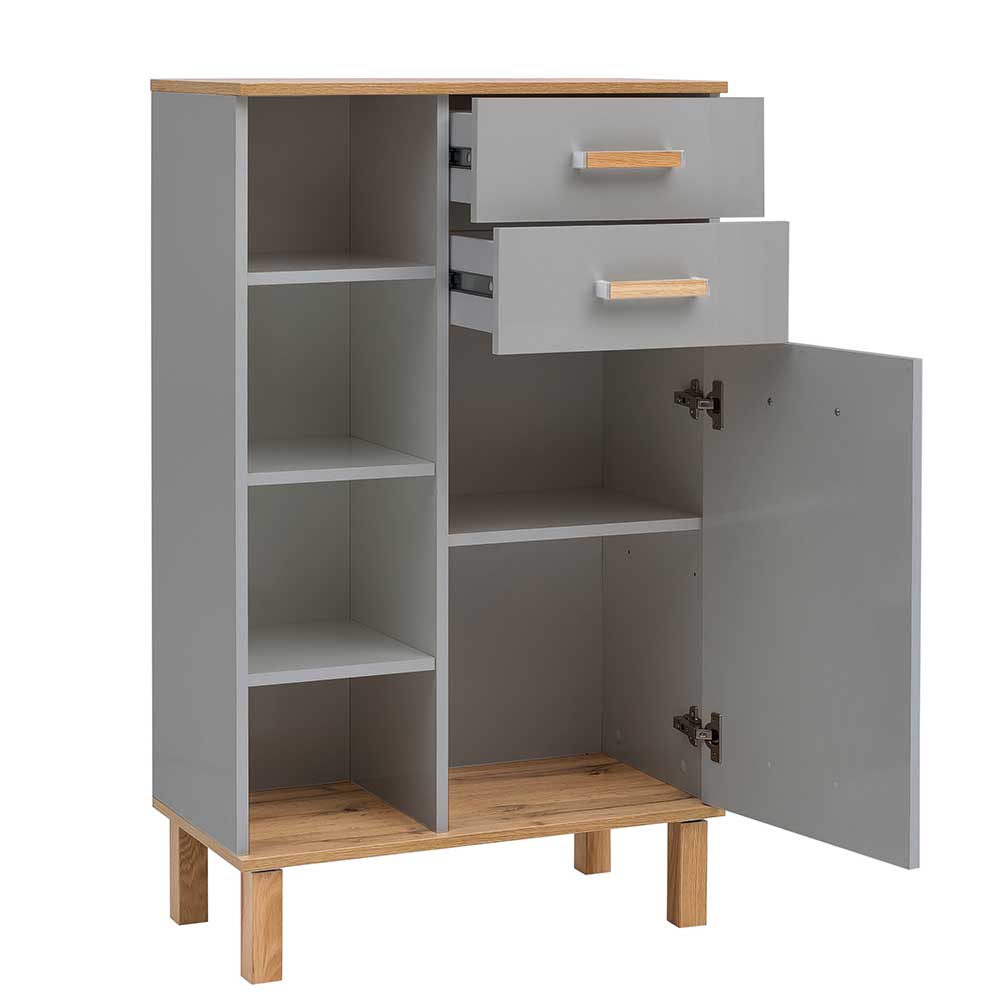 Badezimmerschrank Esjan mit zwei Schubladen im Skandi Design