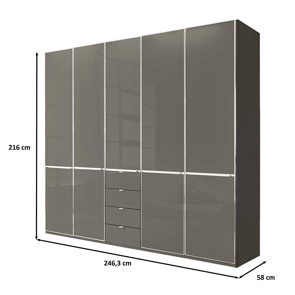 XL Kleiderschrank Boplaroma mit vier Schubladen Front glasbeschichtet