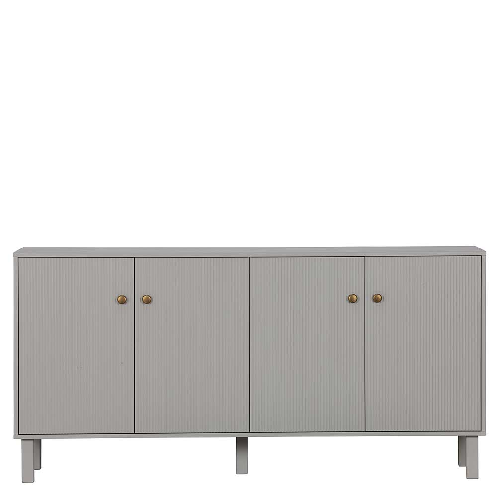 Skandi Design Esszimmersideboard Novelya in Grau mit Massivholztüren