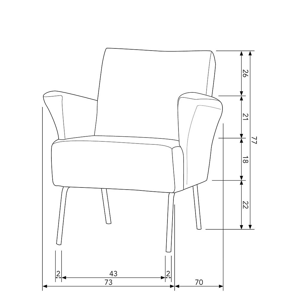 Beigegrauer Einzelsessel Kyoko in modernem Design 73 cm breit