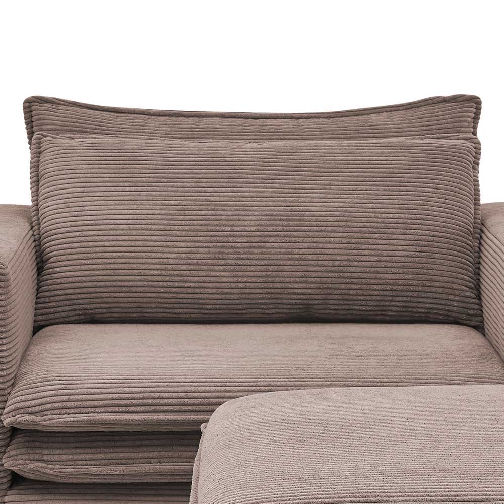 Cord Sessel und Hocker Mejan in Hellbraun 110 cm breit (zweiteilig)