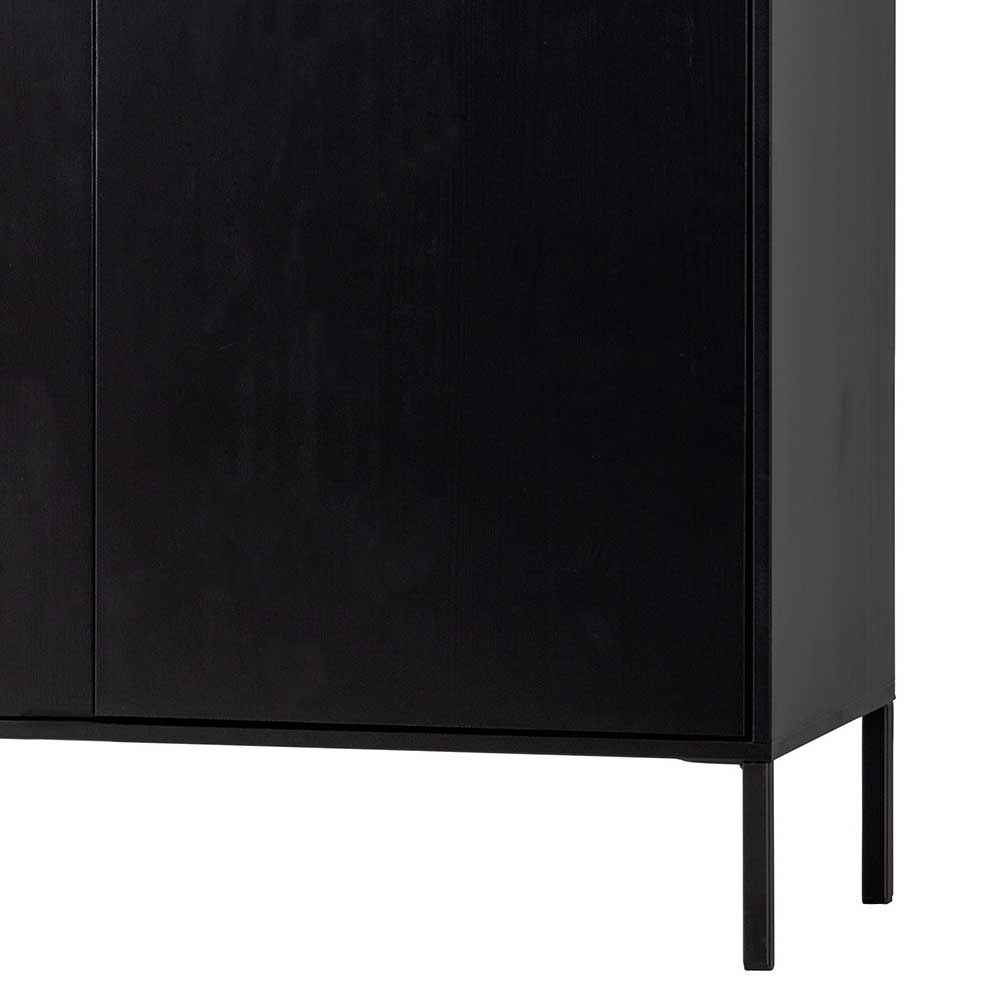 Schwarzer Wohnzimmerschrank Vegano in modernem Design 155 cm hoch