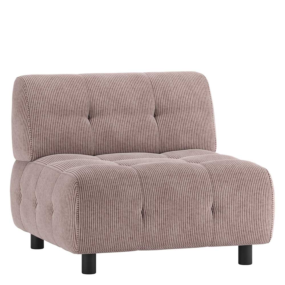 Modul Sofa Element Mauritius in Mauve mit Vierfußgestell aus Massivholz