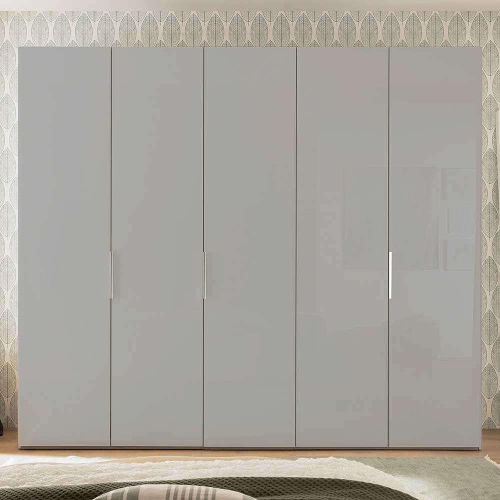 Schlafzimmerschrank Apulca mit Metallgriffen Front glasbeschichtet