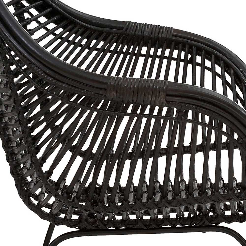 Schwarze Rattan Stühle Vitablo mit Armlehnen 45 cm Sitzhöhe (2er Set)