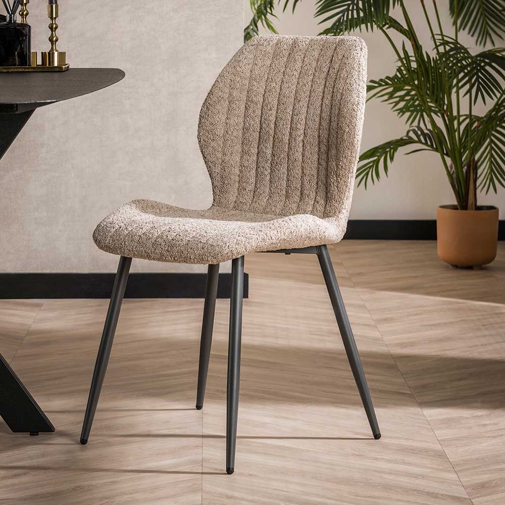 Moderne Polsterstühle Glowaz in Beige und Schwarz mit Boucle Bezug (4er Set)