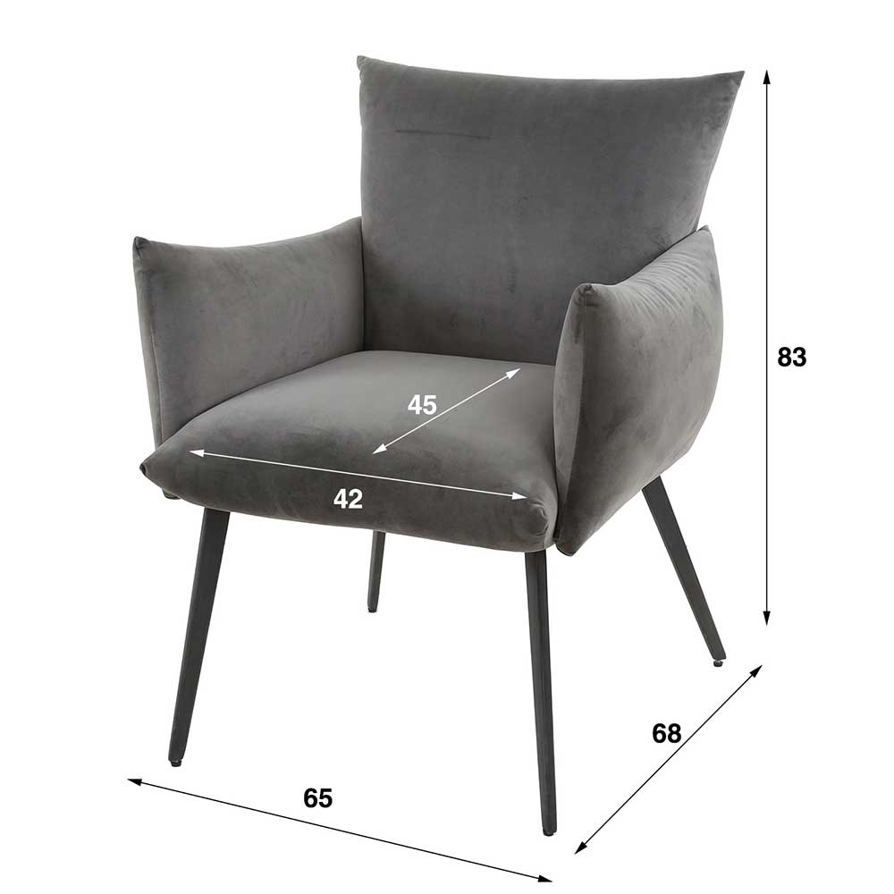 Esszimmer Sessel Anthrazit Enilia in modernem Design mit Gestell aus Metall