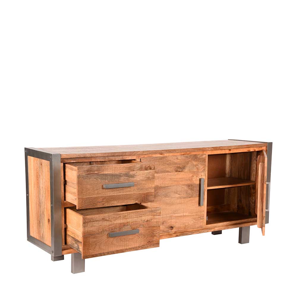 Loft Design Sideboard Ovilus aus Mangobaum Massivholz und Metall 180 cm breit