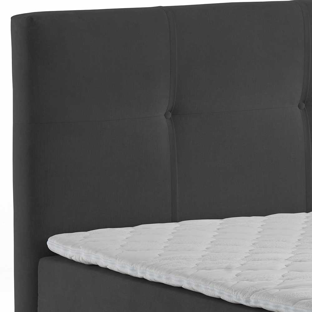 Boxspring Bett Vulino in Dunkelgrau Stoff mit Stauraum