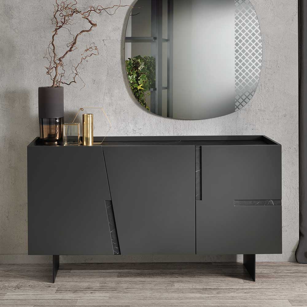 Sideboard Abru in Anthrazit mit Wangengestell aus Metall