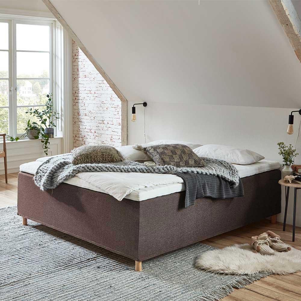 Boxspring Bett London mit Tonnentaschenfederkern Matratze in Braun