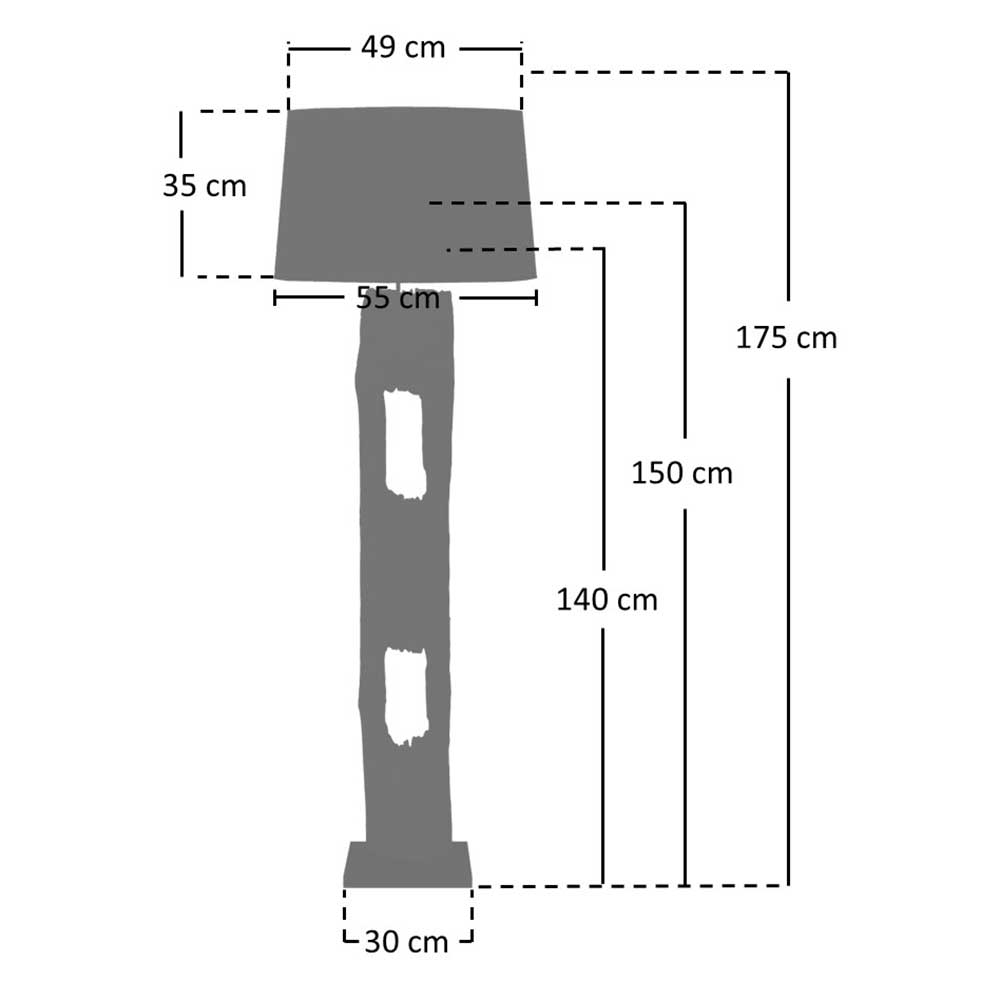 Stehleuchte Zeanno im Industrie und Loft Stil mit Treibholz Stele