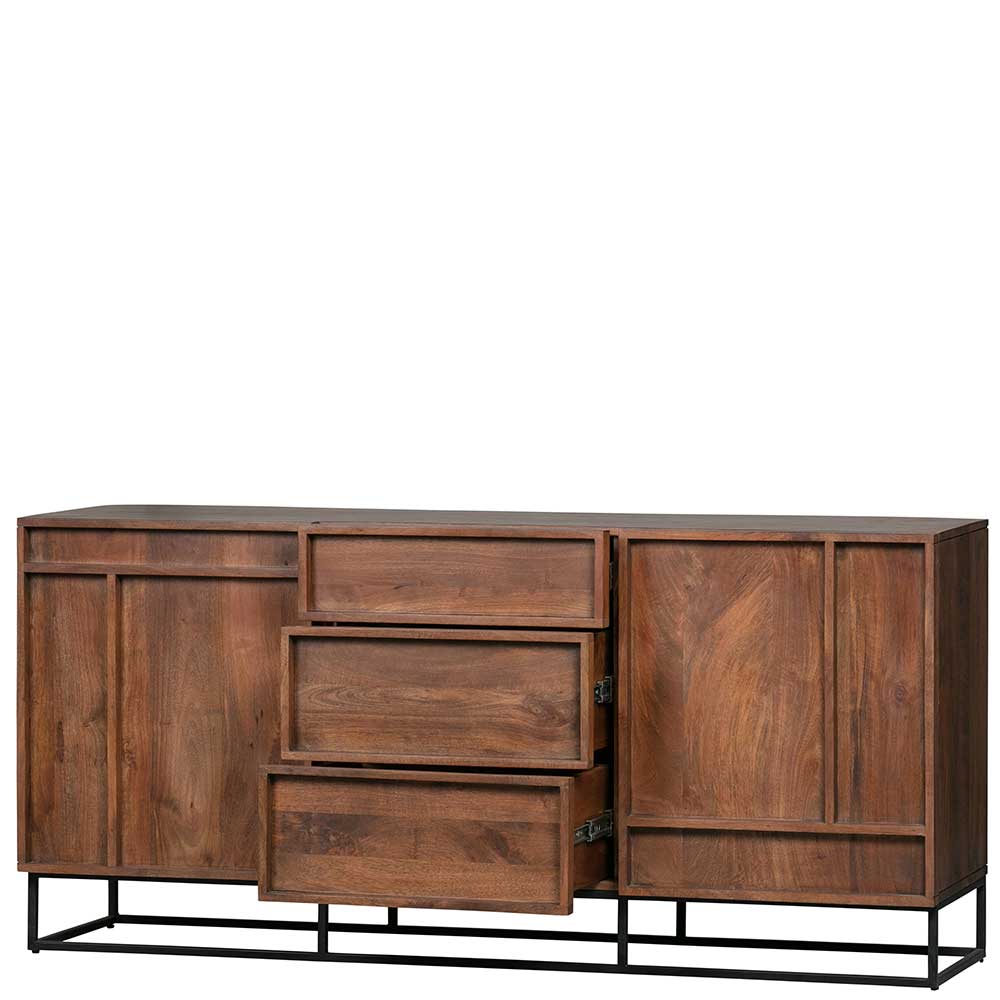 Sideboard Magidaval aus Mangobaum Massivholz und Metall 160 cm breit