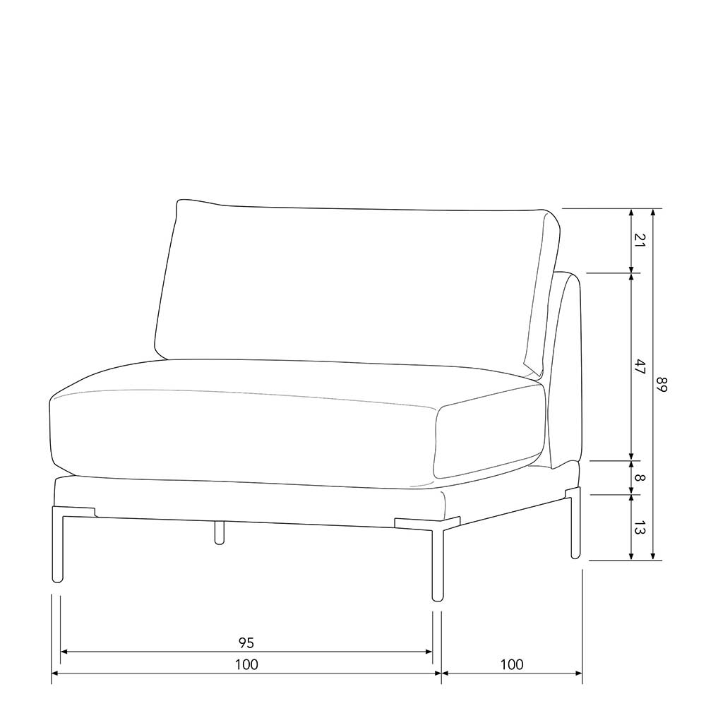 Dunkelgrünes Modul Sofa Element Skaceto 100 cm breit mit Metallgestell