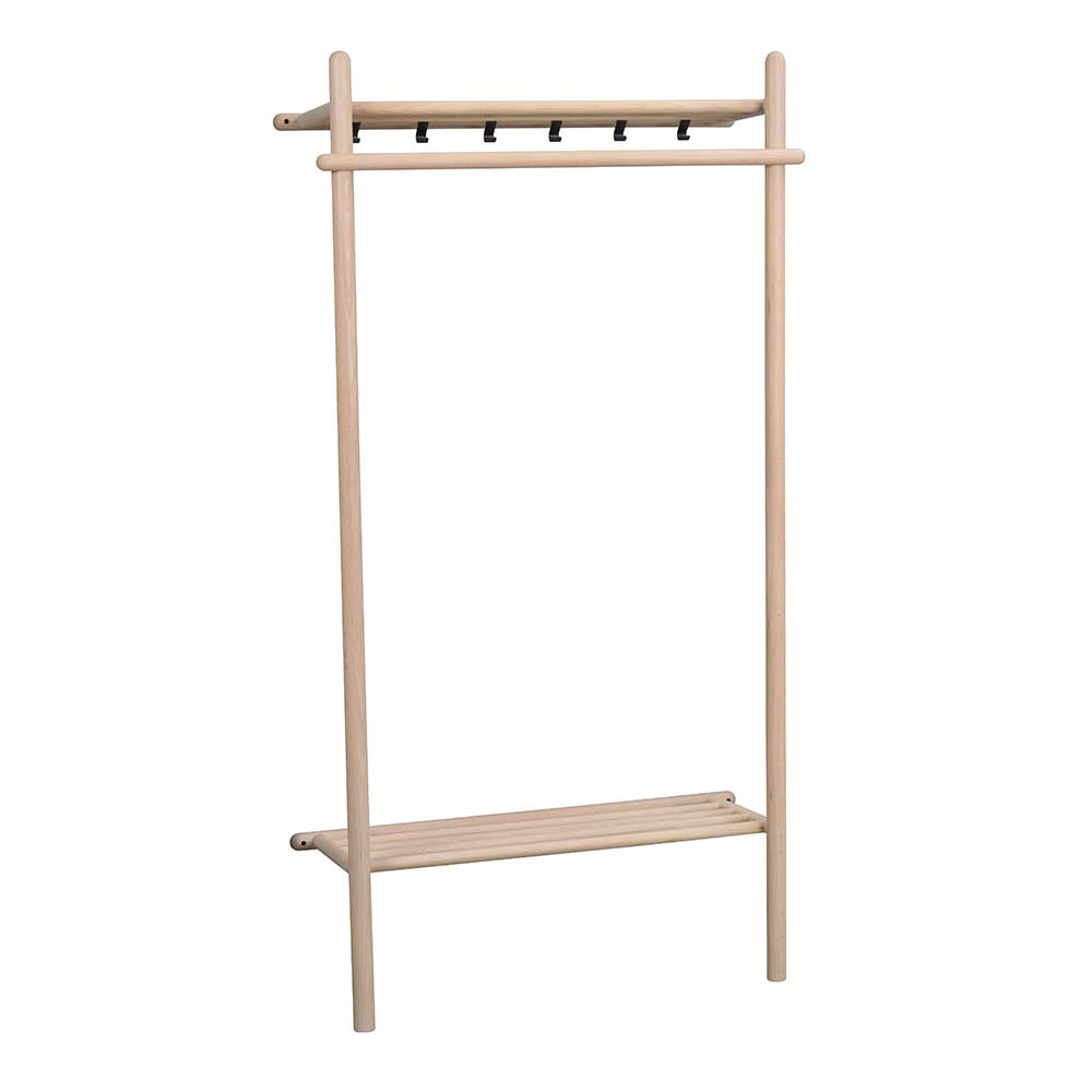 Wandgarderobe Linepeg in Eiche White Wash massiv mit Schuhablage