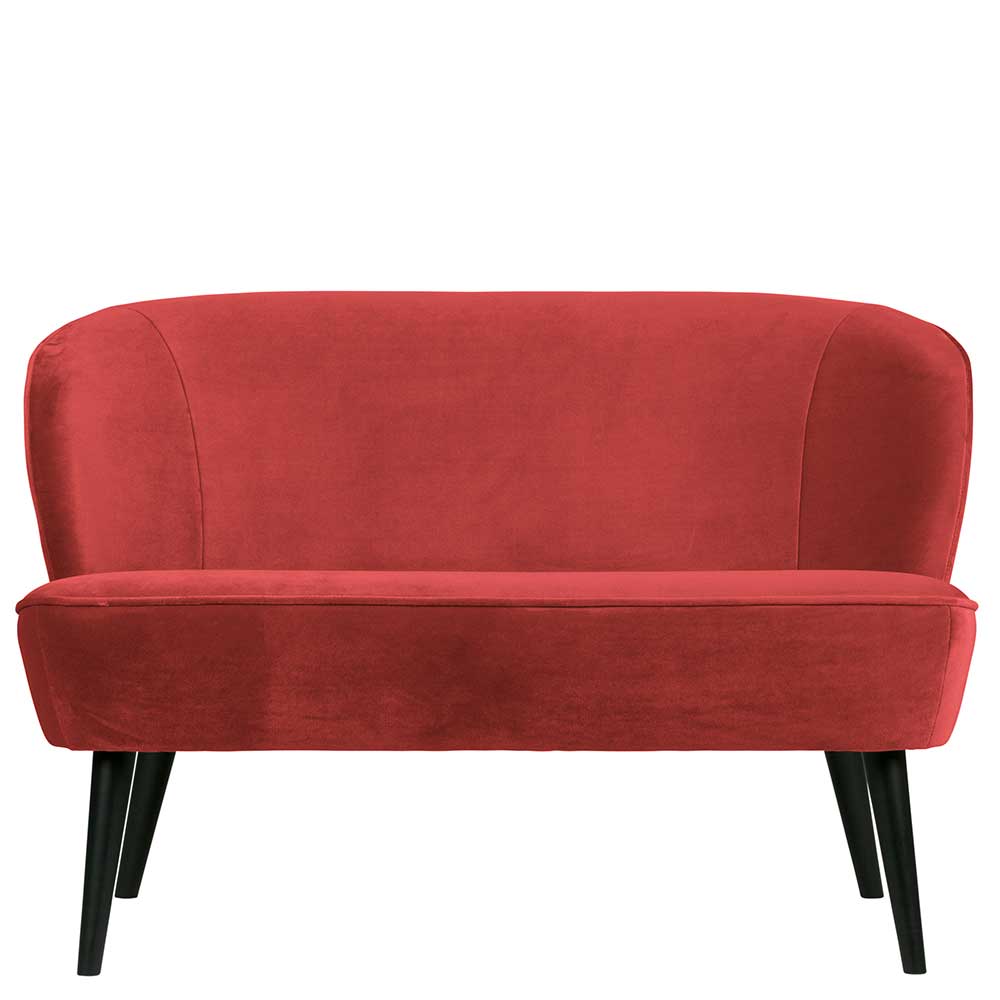 Zweier Sofa Alice in Rot Samt im Retrostil