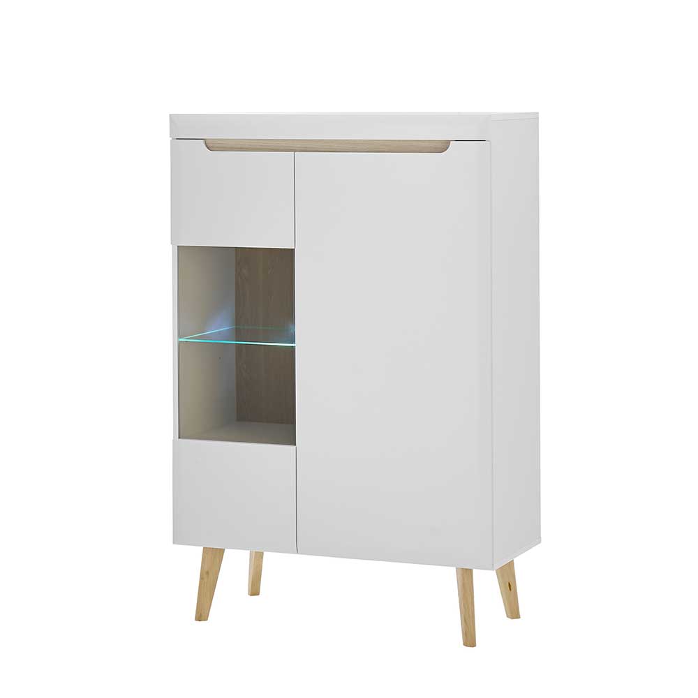 Wohnzimmer Highboard Jasturian mit Glastür im Skandi Design