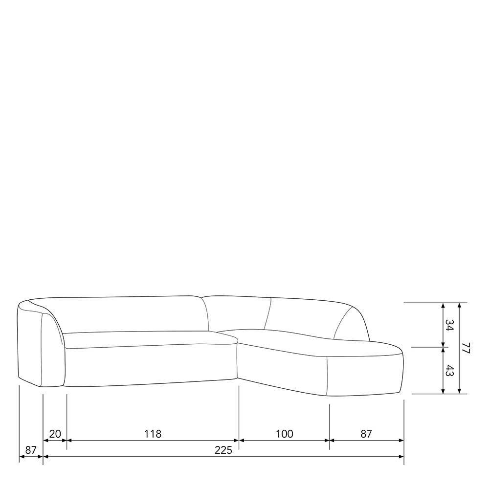 Skandi Design Sofa Eckgarnitur Ciramella in Beige meliert mit Armlehne