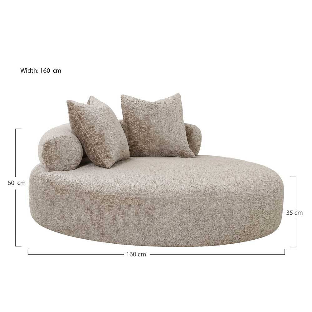 Rundsofa Nerella in Beige 160 cm breit