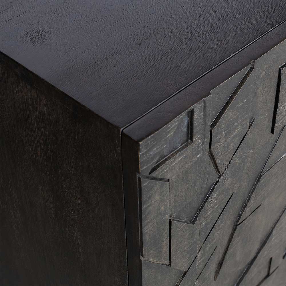 Design Sideboard Oledaos in Schwarz mit geschnitzter Front