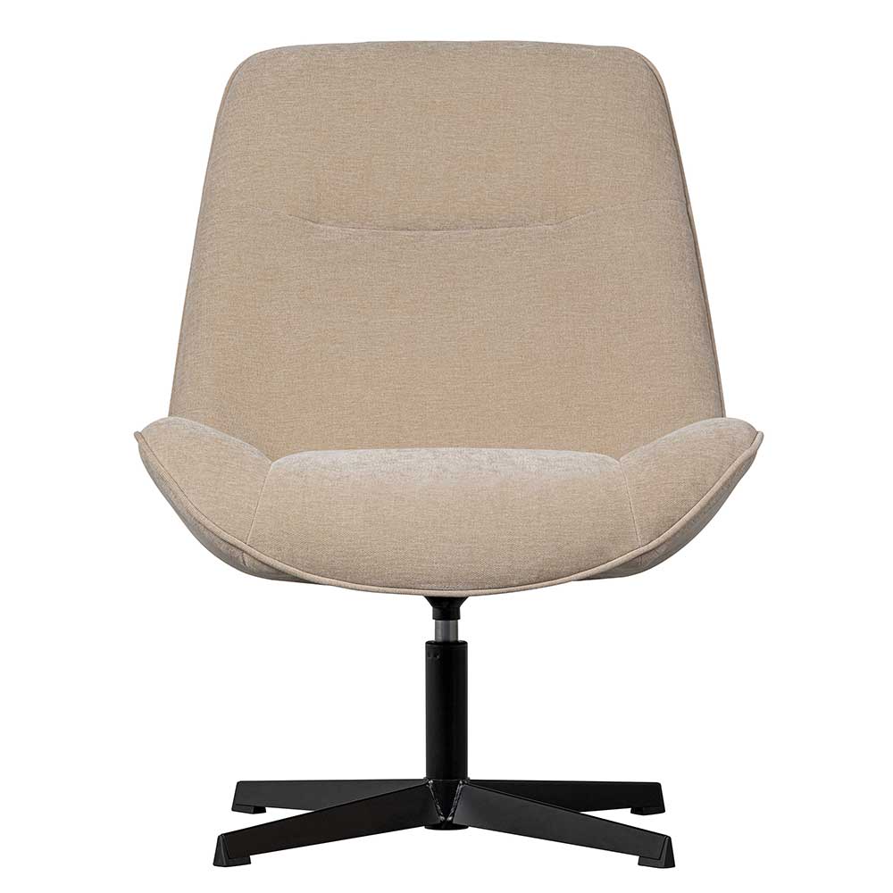 Lounge Sessel mit Hocker Mectilda in Beige und Schwarz (zweiteilig)