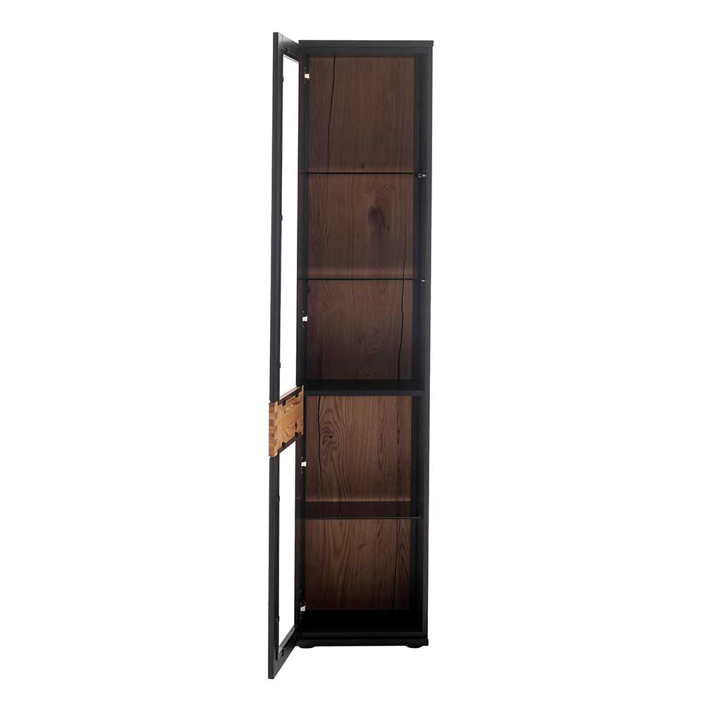 Hoher Vitrinenschrank Antonio mit Glastür 45x201x37 cm