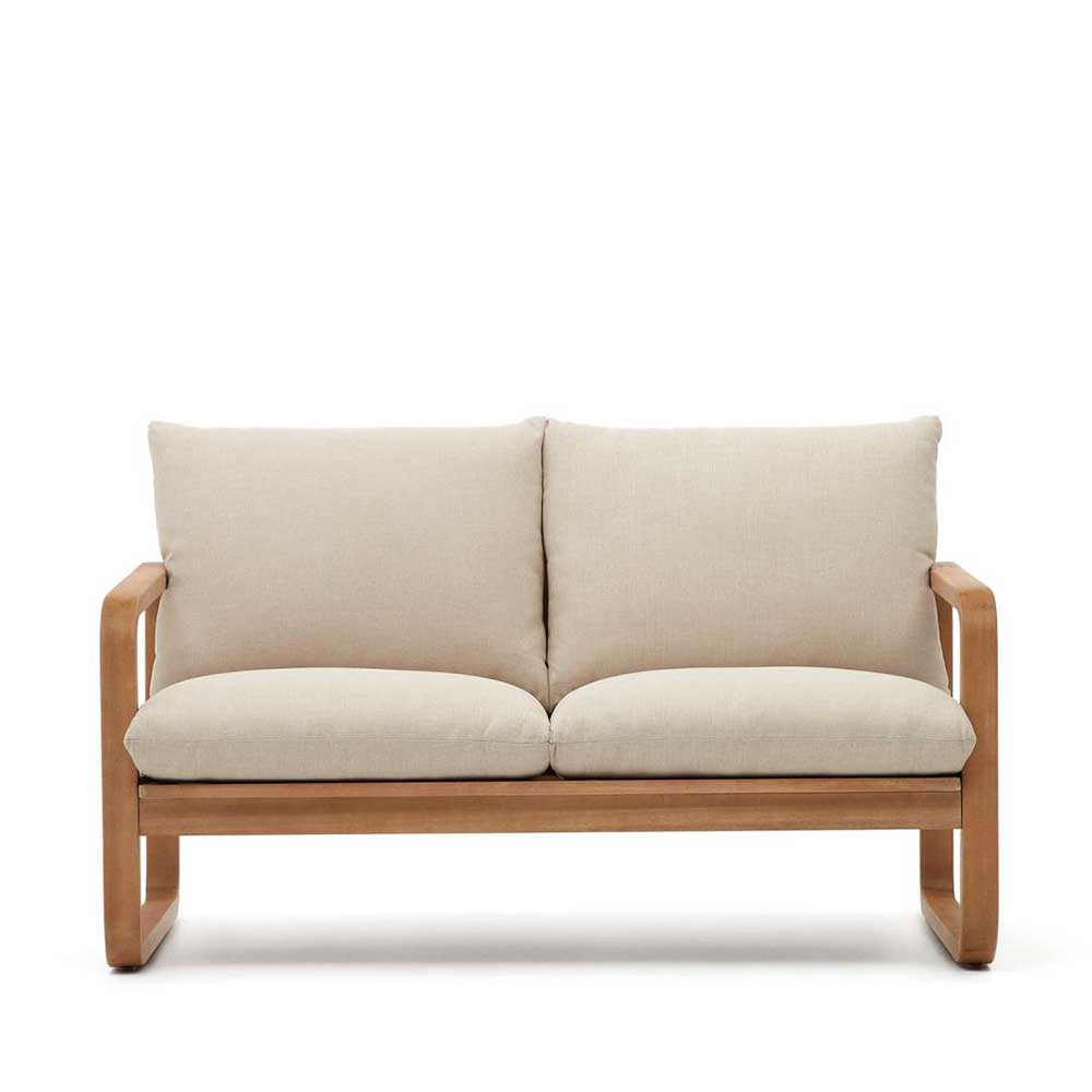 Lounge Sofa Zweisitzer Umingo aus Eukalyptusholz & Stoff mit Bügelgestell