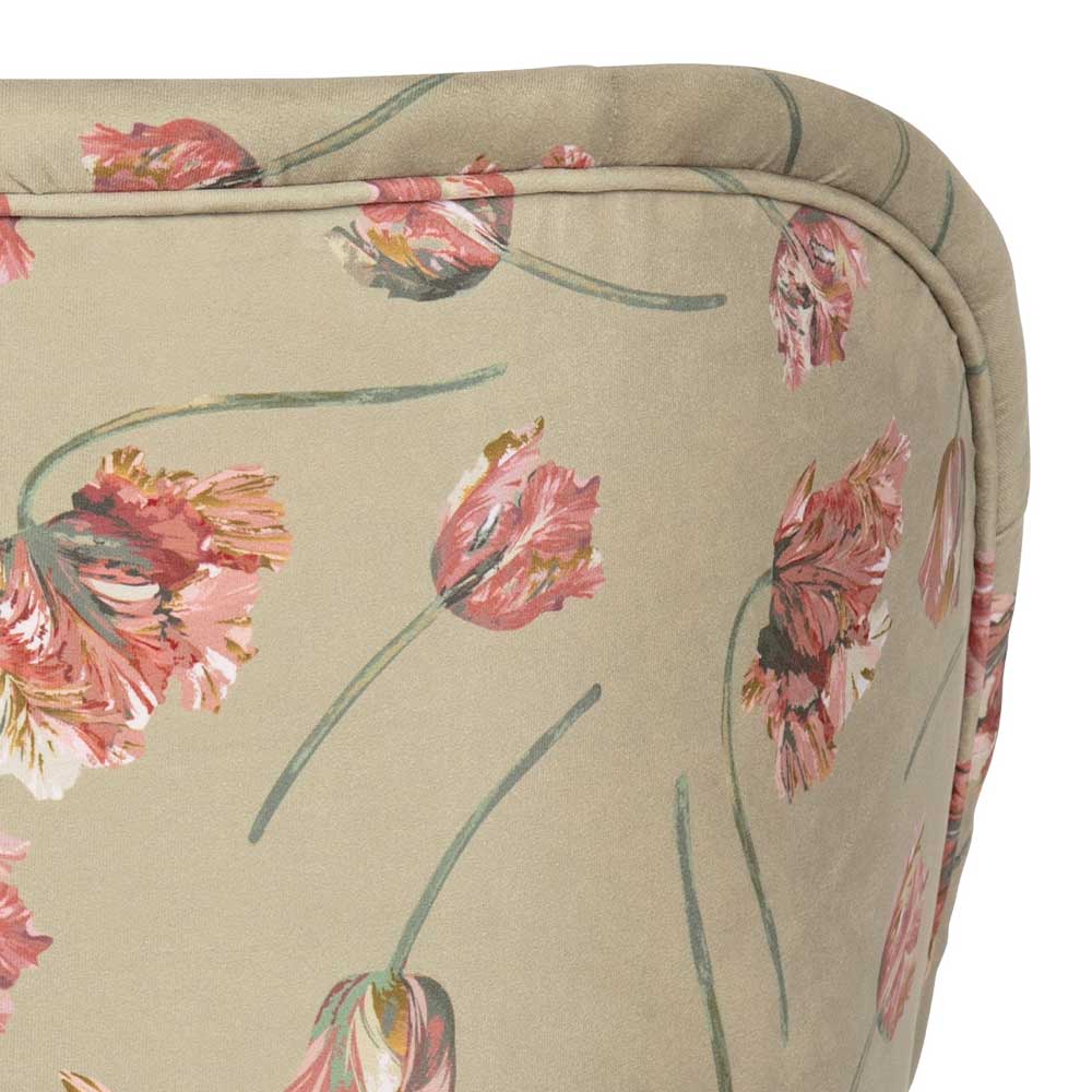 Samt Cocktailsessel Ucera in Taupe bunt mit Blumen Motiv