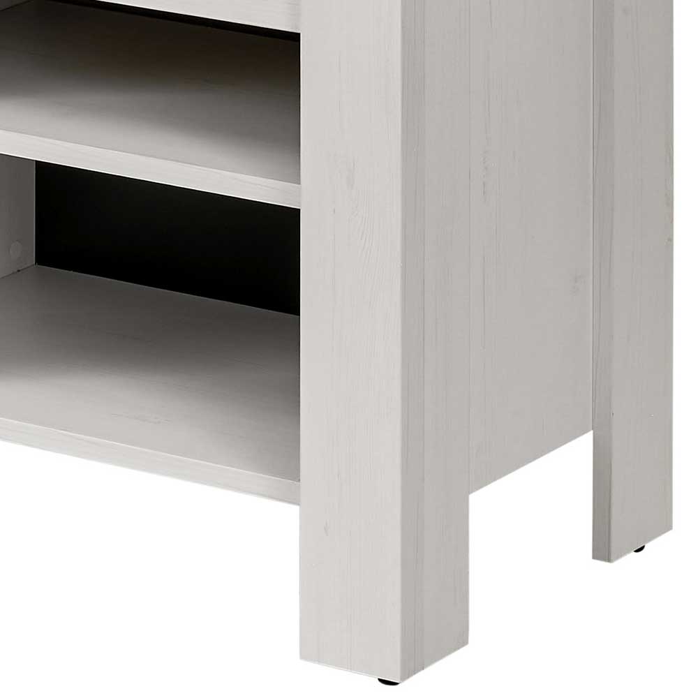 Landhausstil Nachttisch Kommode Dionada in Pinie Weiß 61 cm hoch