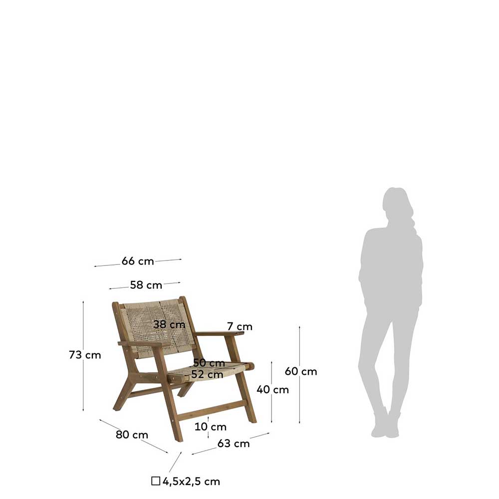 Einzelsessel Grand aus Akazie Massivholz und Kordel Geflecht